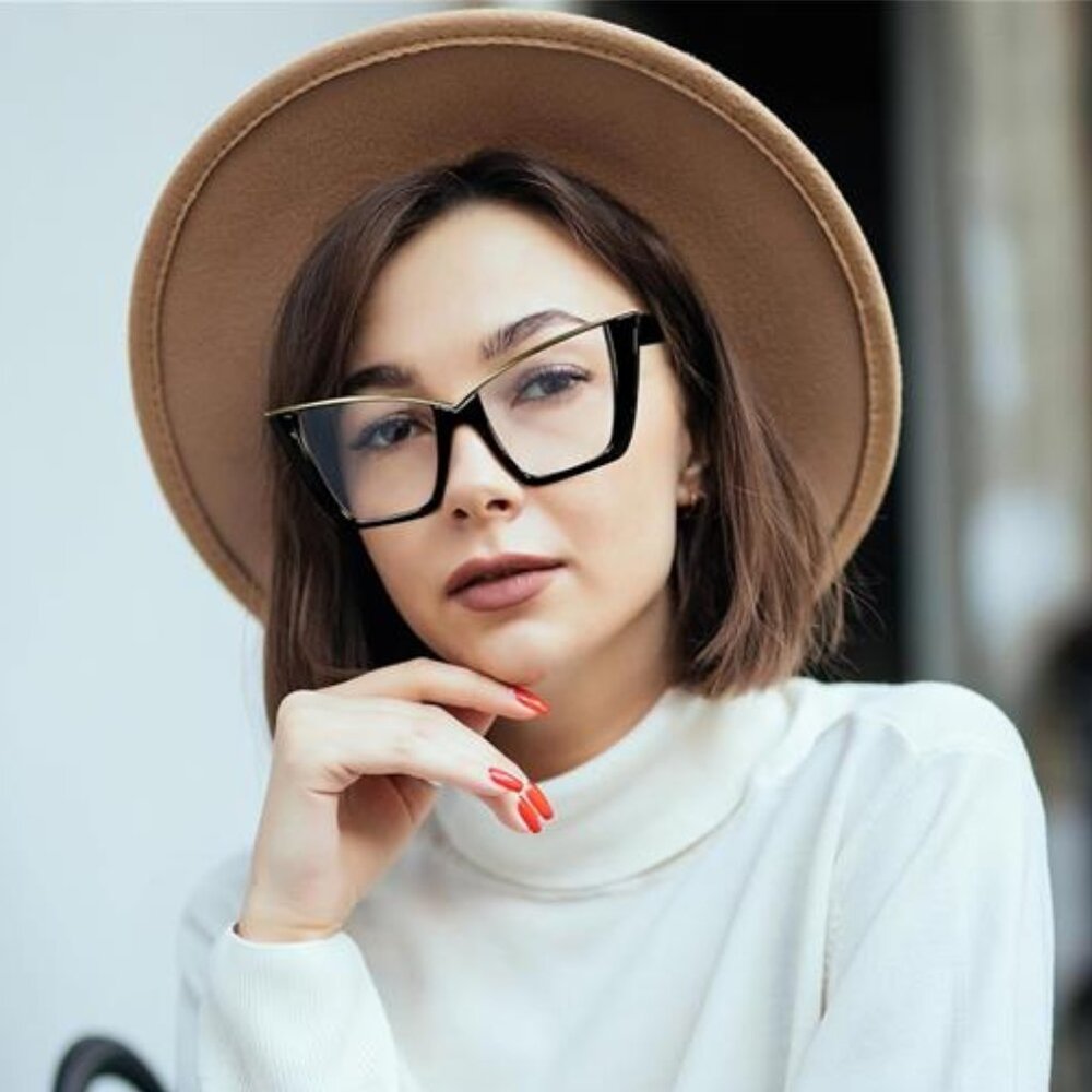 💎Oversized Cat Eye Blue Light Glasses – Fashionable & Protective 💎